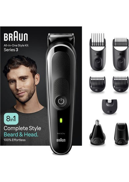 Braun Series 3 MGK3440 Hepsi Bir Arada Şekillendirme Seti, 8’i 1 Arada Erkek Bakım Kiti