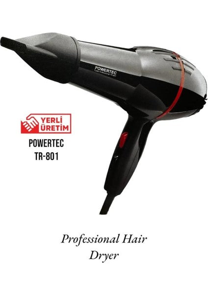 Powertec TR-801 Profesyonel Saç Kurutma & Fön Makinesi - Siyah